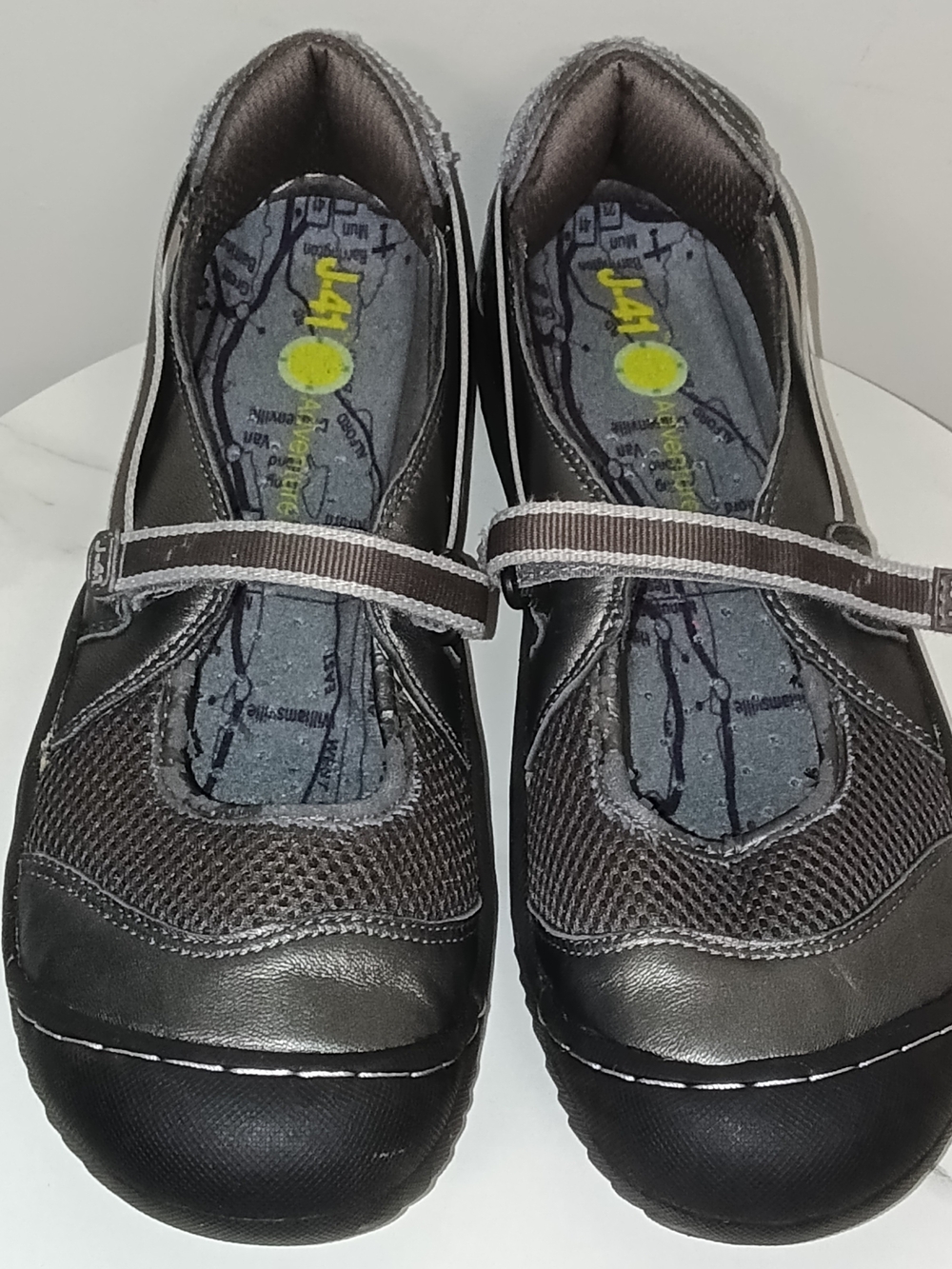 J-41 Mary Jane Mesh Jeep Engineered Gray Silver Outdoor Women's Sneakers 10